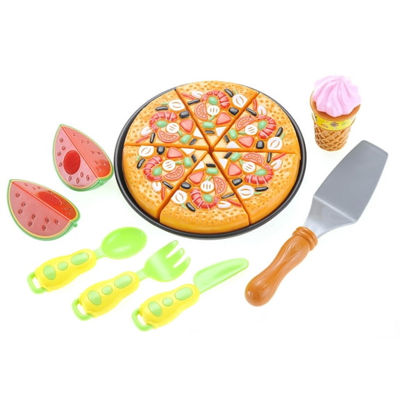 PlayWorld Kitchen Connection Play Food Pizza Playset With Watermelon, Ice Cream And Utensils