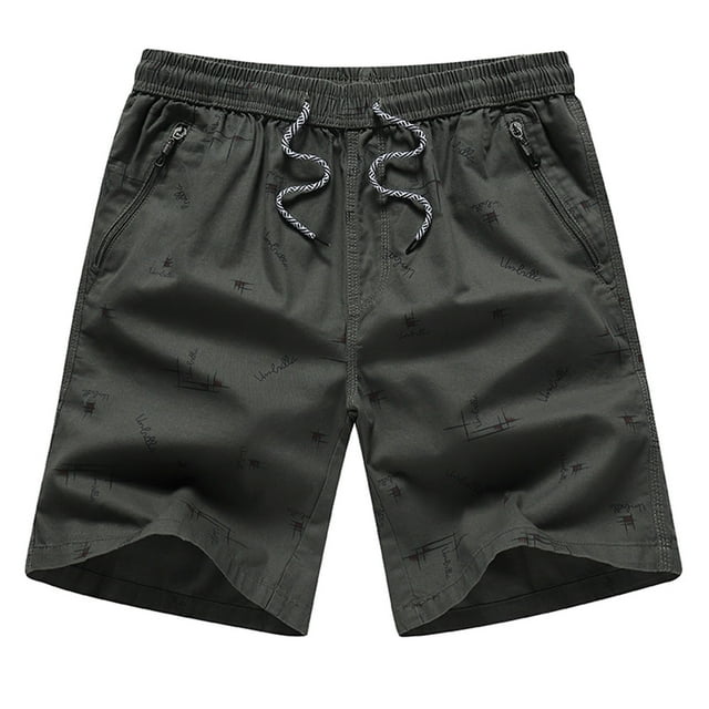 CEHVOM Fashion Men's Pocket Casual Print Elastic Wasit Leisure Time Tooling Short Pants
