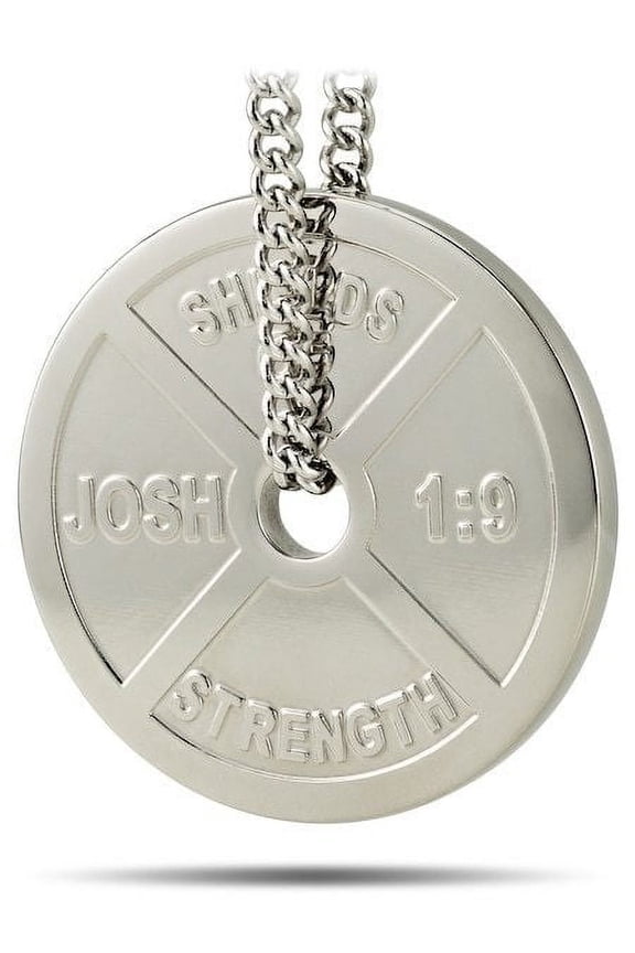 Women's Stainless Steel Weight Plate Necklace-Joshua 1:9 by Shields of Strength