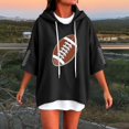 thumbnail image 2 of GILIGEGE Football SweatShirts for Women,Hoodie Graphic Print Tops with Pocket,Drawstring Oversized 3/4 Sleeve Pullover Sweatshirts,Casual Fall Winter Fashion must haves Clothes Black 3XL, 2 of 4