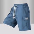 thumbnail image 2 of KPOPLK Mens Cotton Linen Shorts Casual Drawstring 7inch Inseam Shorts Stretch Summer Beach Wear Size XXXL,Sky Blue, 2 of 4