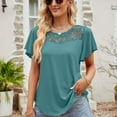 thumbnail image 2 of Besolor Womens Summer Tunic Tops Ruffle Short Sleeve Floral Lace Patchwork Crewneck Shirts Loose Casual T Shirts Blouses, 2 of 7