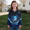 thumbnail image 4 of Uorisanigo Girls Half Zip Pullover Sweatshirt Oversized Long Sleeve Lapel Zipper Sweatshirt Lightweight Blue Bubble Axolotl Athletic Pullover Jackets Fall Spring Outfits Clothes, 4 of 7