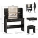 thumbnail image 6 of Vanity Desk, Makeup Vanity with Lighted Mirror, Power Outlet, Adjustable Brightness, 3 Color Modes Makeup Table with Cushioned Stool, 2 Drawers, Open Shelves for Bedroom, 6 of 6