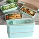 thumbnail image 5 of Ficarrico Fiambrera de 3 capas a prueba de fugas, apilable, rectangular, portátil, Bento Box para adultos y estudiantes, color verde, 5 of 8