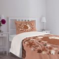 thumbnail image 5 of Ambesonne Hedgehog Quilted Bedspread Set 2 Pcs, Autumn Elements Pine, Twin Size, Coral Brown, 5 of 6