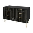 thumbnail image 2 of Noble House Lyric Modern 6 Drawer Dresser, Storage Cabinet with Metal Handles, High Metal Legs, Black, 2 of 13