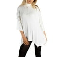 thumbnail image 5 of Jess by Meiko Women's Sweater Turtleneck Drop 3/4 Sleeves Solid Sweater XS White, 5 of 9