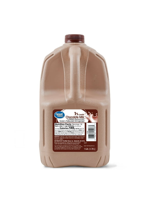 Great Value 1% Low Fat Chocolate Milk, Gallon, 128 fl oz