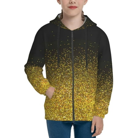 

Hoodies for Teen Girls Boys Gold Glitter Gradient Long Sleeve Youth Kids Essentials Zip Up Hoodie Lghtweight Fashion Hoodies & Sweatshirts Jacket Fall Winter Outfits Tops