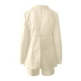 thumbnail image 5 of Baberdicy Top Shorts Women's Two-Piece Jacket Shorts Suit Temperament Fashion Casual Lapel Cardigan Short Suit Office Solid Suit Womens Blazer White, 5 of 6
