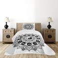 thumbnail image 4 of Ambesonne Peace Quilted Bedspread Set 2 Pcs, Mandala Art Harmony, Twin Size, Black White, 4 of 5