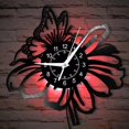 thumbnail image 3 of Timeglow Horloge Murale Fleurs avec un Papillon, 7 Couleurs Lumineuses 12 Pouces Veilleuse Horloge Murale, Quartz Silencieux Moderne Décoratif Vinyle pour Chambre de Filles Jardin Parc Cadeau, 3 of 8