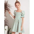 thumbnail image 3 of TSEXIEFOOFU Little Girl Puff Short Sleeve Square Neck Floral Dress, 3 of 9