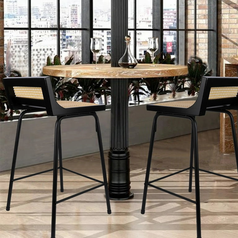 Chicgrowth Modern Rattan Bistro Bar Stools, Set of 2, Mid-Century