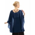 thumbnail image 2 of Runhomal Women's Bridal Chiffon Shawl Wraps Cropped Cover Up Bolero Cardigan High Low Shrug Wedding Navy Blue One Size, 2 of 8
