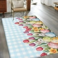 thumbnail image 3 of Easter Area Rug 3x5 Washable Rug Non Slip Spring Bunny Colorful Eggs Tulip Flowers Blue Check Large Area Rug Indoor Floor Carpet for Entryway Bedroom Kitchen Living Room Home Office Dining Room, 3 of 8
