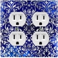 thumbnail image 4 of Metal Light Switch Plate Cover Elegant Blue Gray Damask DAM049, 4 of 16