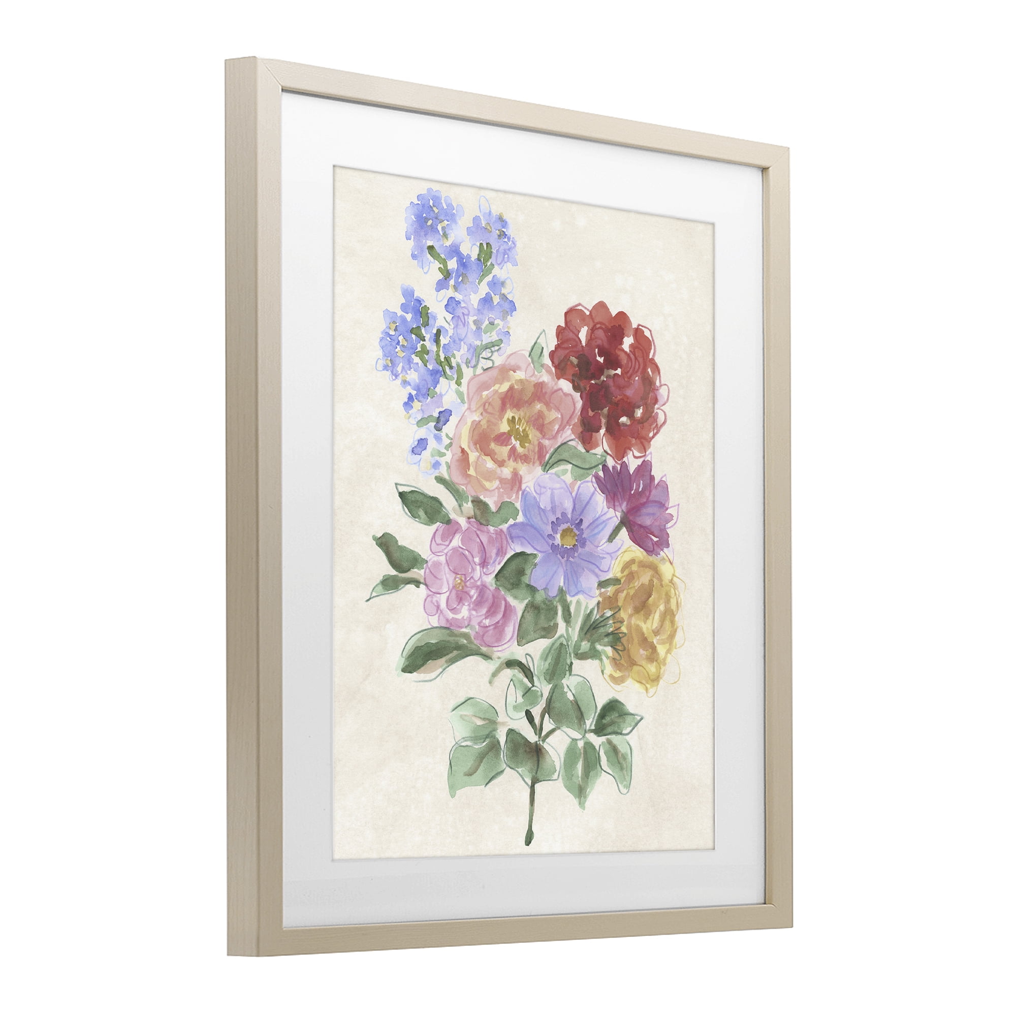 Stupell Industries Mixed Blooms on Parchment Birch Framed Print Under Glass, design by June Erica Vess