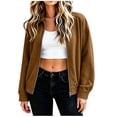 thumbnail image 6 of Tqcoqu Faux Suede Bomber Jacket for Women Fall Fashion 2026 Casual Zip Up Oversized Trendy Winter Clothing Outerwear Coats, 6 of 8