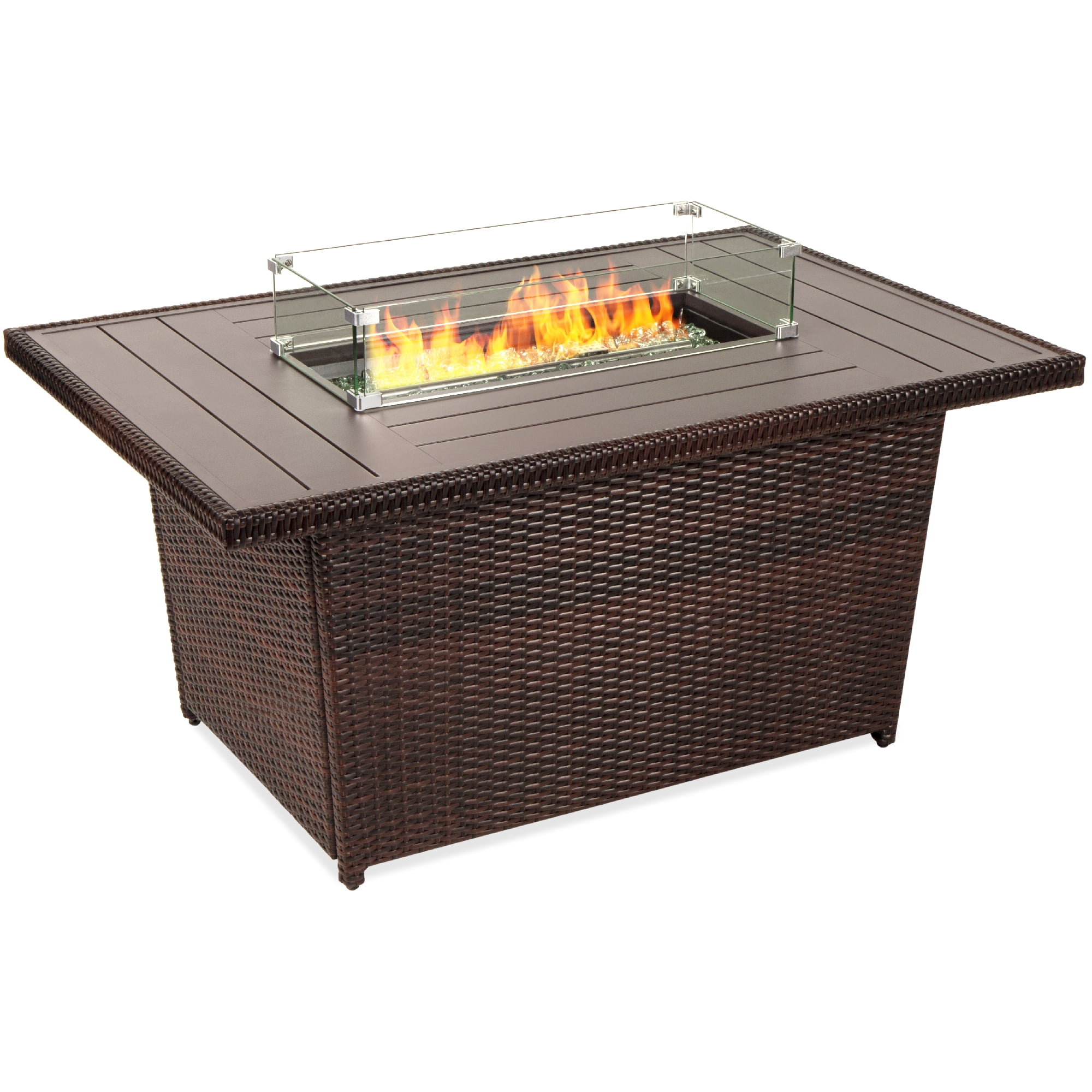 Best Choice Products 52in Outdoor Wicker Propane Fire Pit Table 50