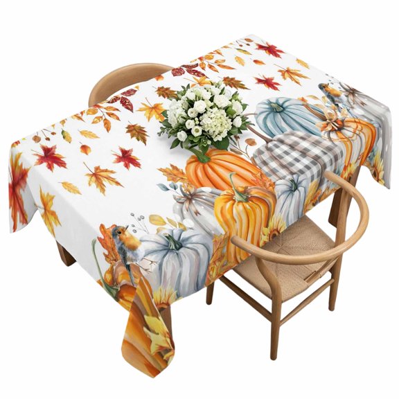 Waterproof Tablecloth Fall Maple Leaf Thanksgiving Pumpkin Rectangle Table Cloth 60x120in,Wipeable Washable Table Cover Sunflower Watercolor Leaves Tablecloths for Dining Tables Kitchen Picnic Party