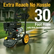 Poulan Pro Gas Pressure Washer, 3100 PSI & 2.5 GPM, 212cc 4-Cycle High Pressure Washer with 30ft Hose and 10-inch Wheels, 21 Spray Lance, 5 Nozzles for Cars Driveways Patios Fences Daily Cleaning