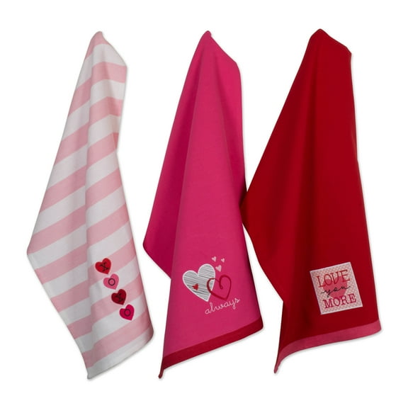 Assorted Valentines Day Embroidered Dishtowels (Set of 3)