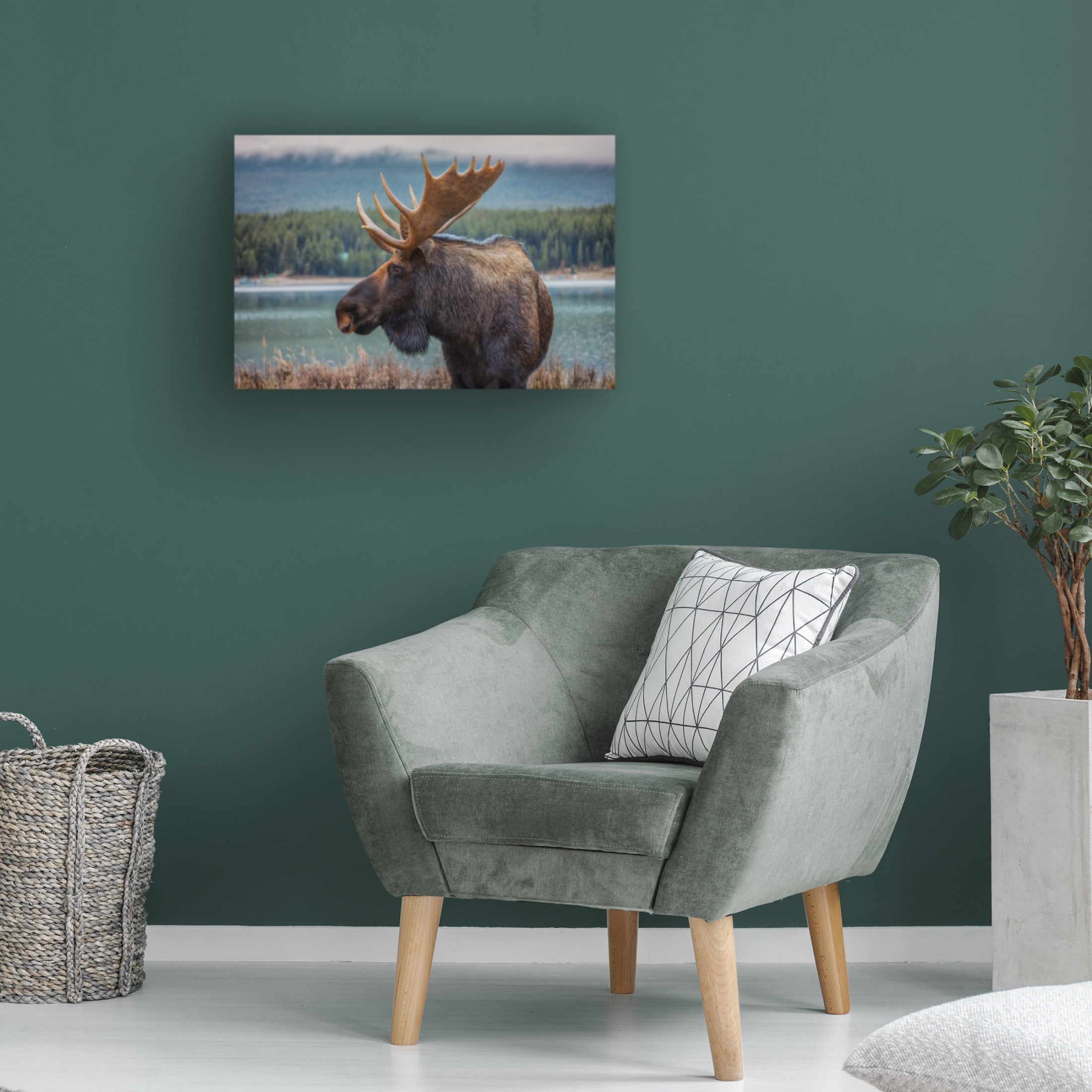 Canvas Wall Art - Juan Romero Salamanca 'Moose' Wall Art for Living Room, Bedroom, or Office Décor by Trademark Fine Art - 19 x 12 Inches