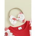 thumbnail image 6 of Musuos Infant Girls Valentine´s Day Romper Dress 3 6 12 18M Heart Print Long Sleeve Ruffled Jumpsuit + Bow Headband, 6 of 10