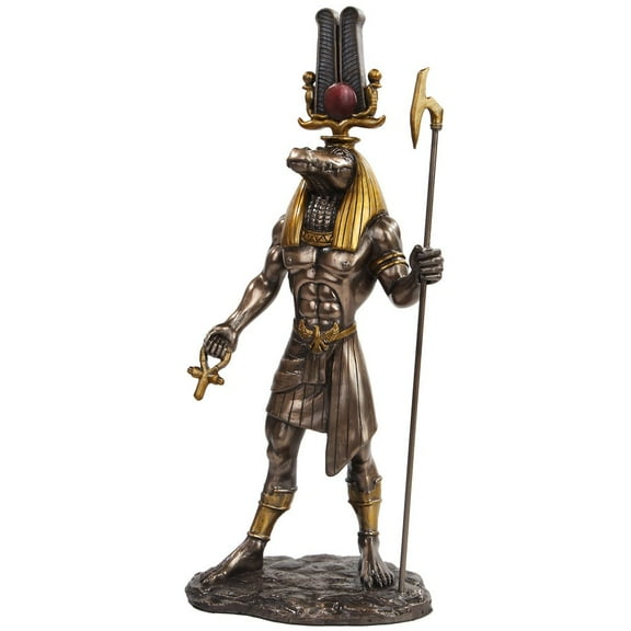 PTC 11 Inch Egyptian Sobek Mythological God Bronze Finish Statue Figurine