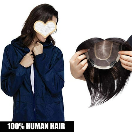 S Noilite Clips In Human Hair Topper Top Crown Closure For