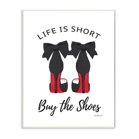 Stupell Industries Fashion Designer Shoes Black Red Watercolor Word Wall Plaque by Amanda Greenwood