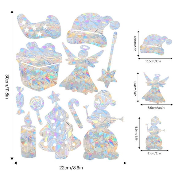 Birdeem Christmas Clings Large Size Christmas Stickers Christmas Decorations Christmas Decor for Glass Double-Sided Window Clings with Snowman