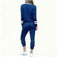 thumbnail image 4 of QIUOMBBP Blue Women's 2 Piece Lounge Sets Color Block Loose Long Sleeve Tops Matching Cinch Bottom Jogger Pants Tracksuits Going Out Outfits S, 4 of 9