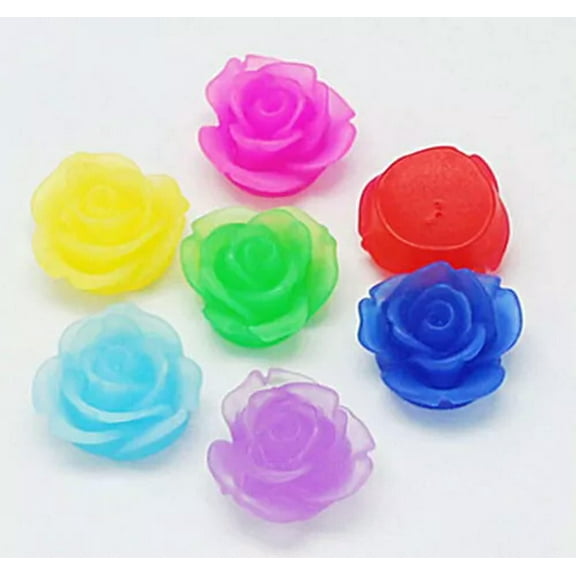 U8MO Frosted Flower Cabochons Resin Assorted Lot Rose Flat Backs Flatback 18mm 50pc-25pcs