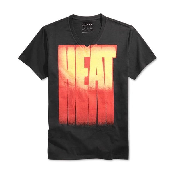 Camiseta gráfica GUESS HEAT Cuello en V Hombre Negra Grande