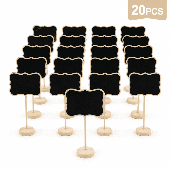 20PCS Mini Chalkboard Signs, Good for Party Buffets, Message Board Signs, Weddings, and Birthday Parties, Wood