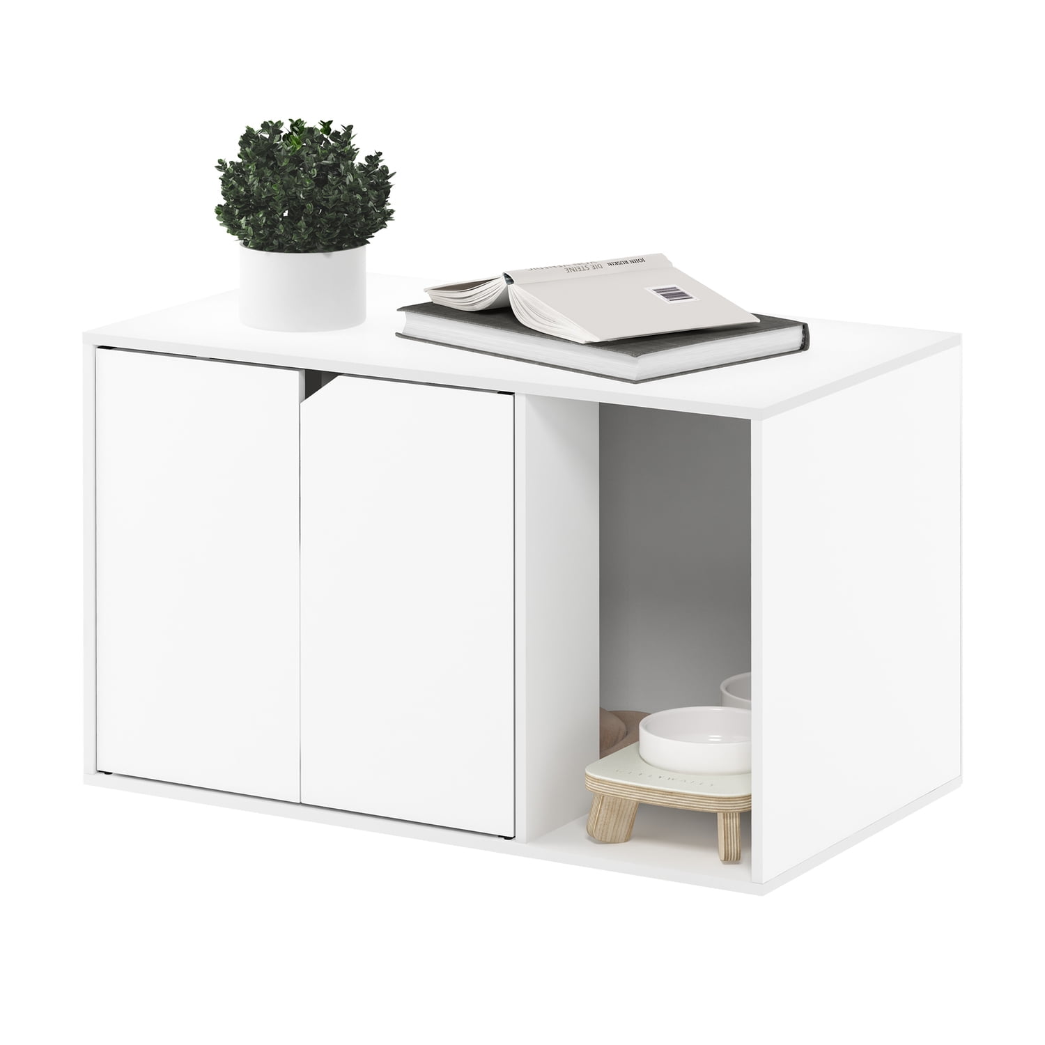 Furinno Peli Large Particle Board Enclosed Cat Litter Box Shelf Panels, Hardware Pack and Assembly Instructions, Solid White (1 Pack)