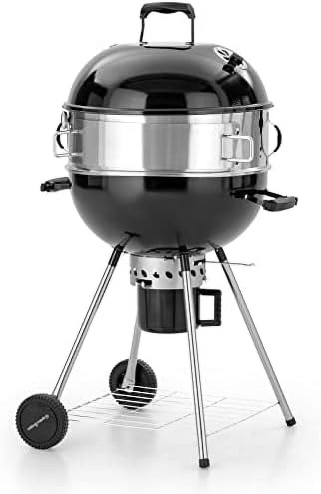 3 IN 1 Kettle Grill, 22" Charcoal Grill With Rotisserie Ring And Pizza