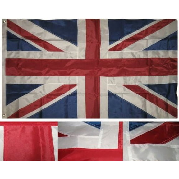 3x5 United Kingdom Flag UK Nylon Embroidered Sewn Stripes British Double Sided