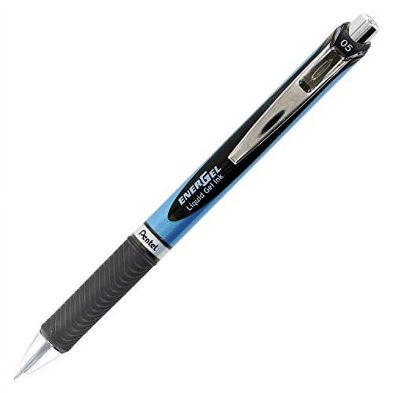 Pentel EnerGel RTX Retractable Liquid Gel Pen 0.5mm Fine Line Needle Tip  Black Ink (5)