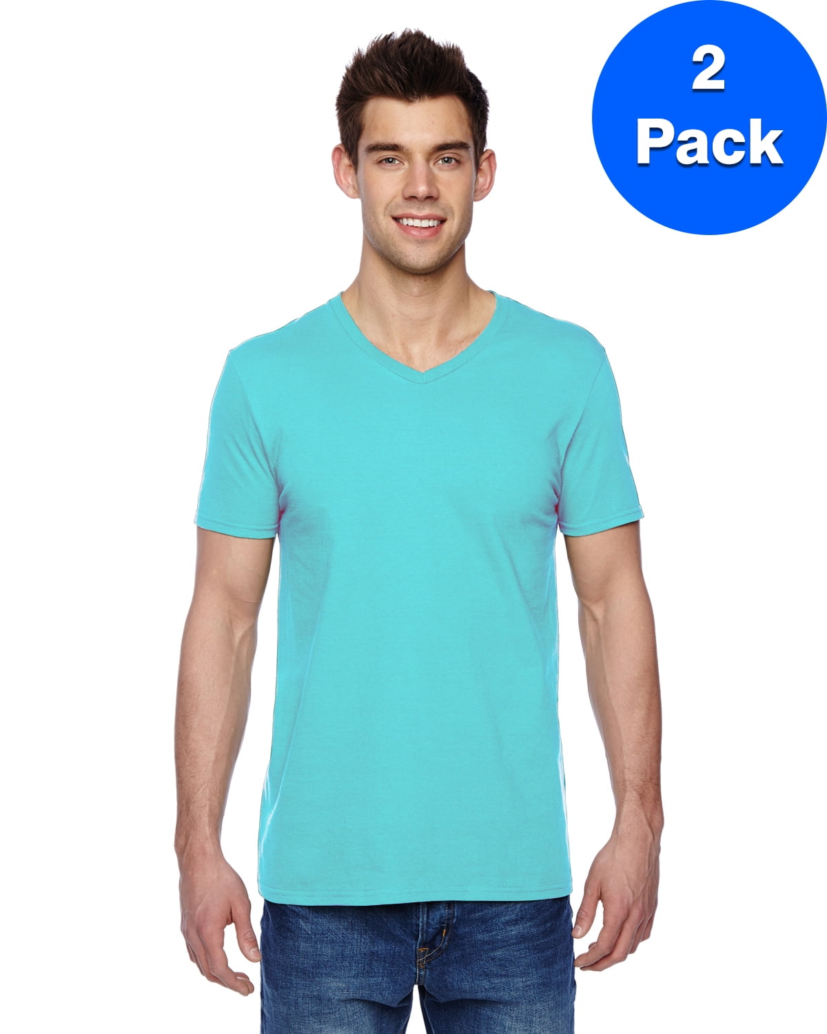Fruit of the Loom Mens Jersey VNeck TShirt SFVR (2 PACK) Walmart
