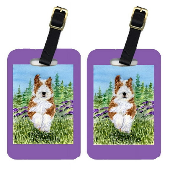 Pair of 2 Bearded Collie Luggage Tags