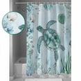 thumbnail image 3 of Small Stall Shower Curtain 36x72 Inch Narrow Half Size Coastal Turtle Bath Curtains Bathroom Decor Beach Nautical Seashells Seaweed Coral Waterproof Fabric Shower Curtain Set with Hooks 36 Inch, 3 of 6
