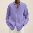 thumbnail image 1 of Designer Spring Summer Men's Casual Cotton Linen Solid Color Long Sleeve Shirts Loose Shirts 3XL, 1 of 4