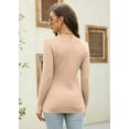 thumbnail image 5 of Sherrylily Women Waffle Knit Henley Tops Casual Long Sleeve V Neck Pullover XS-XL, 5 of 7