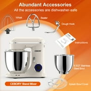 CEBORY 3-IN-1 Stand Mixer, 6.5 QT Tilt-Head 10-Speed Food Mixer, Kitchen Electric Mixer with Dough Hook, Beater, Whisk, Bowl for Most Home Cooks