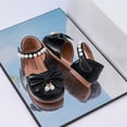 thumbnail image 4 of Xfvqtps Girls Mary Jane Shoes Flats Soft Sole Ballet Bow Detail Pearl Hook and Loop Strap Princess Shoes for Spring Summer Casual Outfit, 4 of 7
