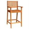 International Concepts Stool With Arms, Bar Height, Oiled